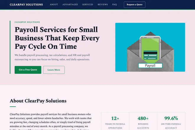 Landing page first screen, niche: Accounting & Consulting