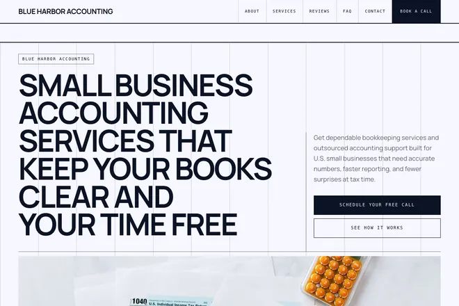 Landing page first screen, niche: Accounting & Consulting