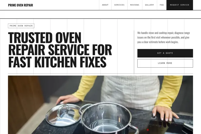 Landing page first screen, niche: Appliance Repair