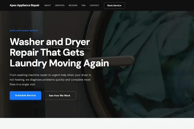 Landing page first screen, niche: Appliance Repair