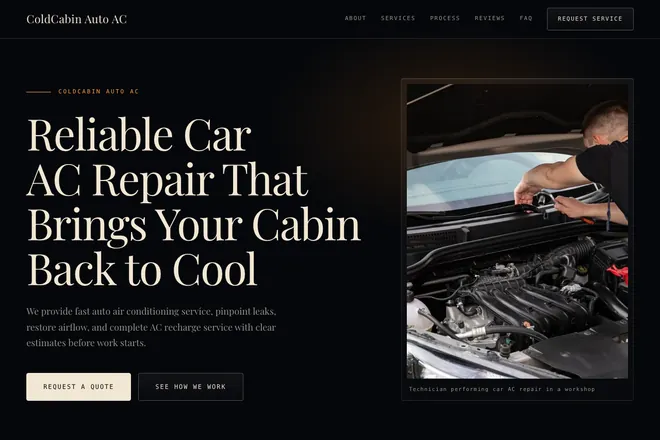 Landing page first screen, niche: Auto Repair Shop
