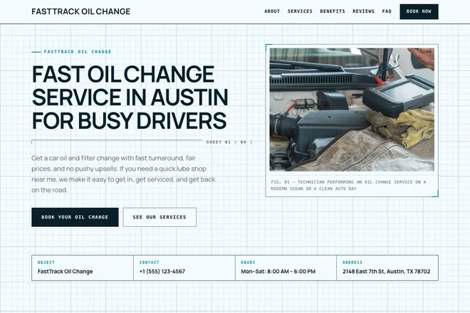 Landing page first screen, niche: Auto Repair Shop