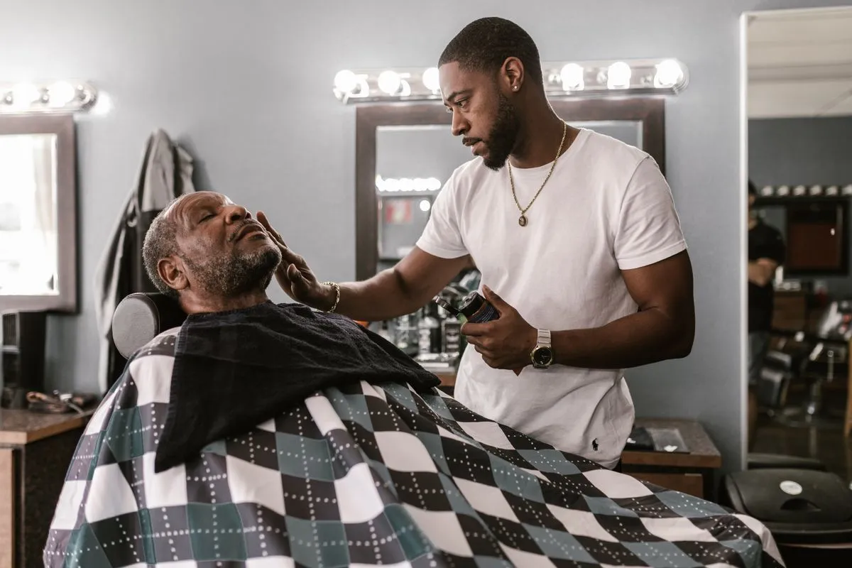 Finished beard grooming service with sharp neckline