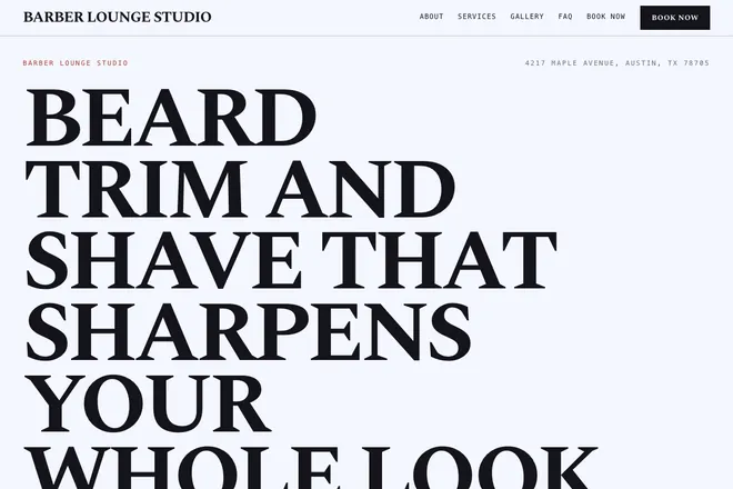 Landing page first screen, niche: Barbershop