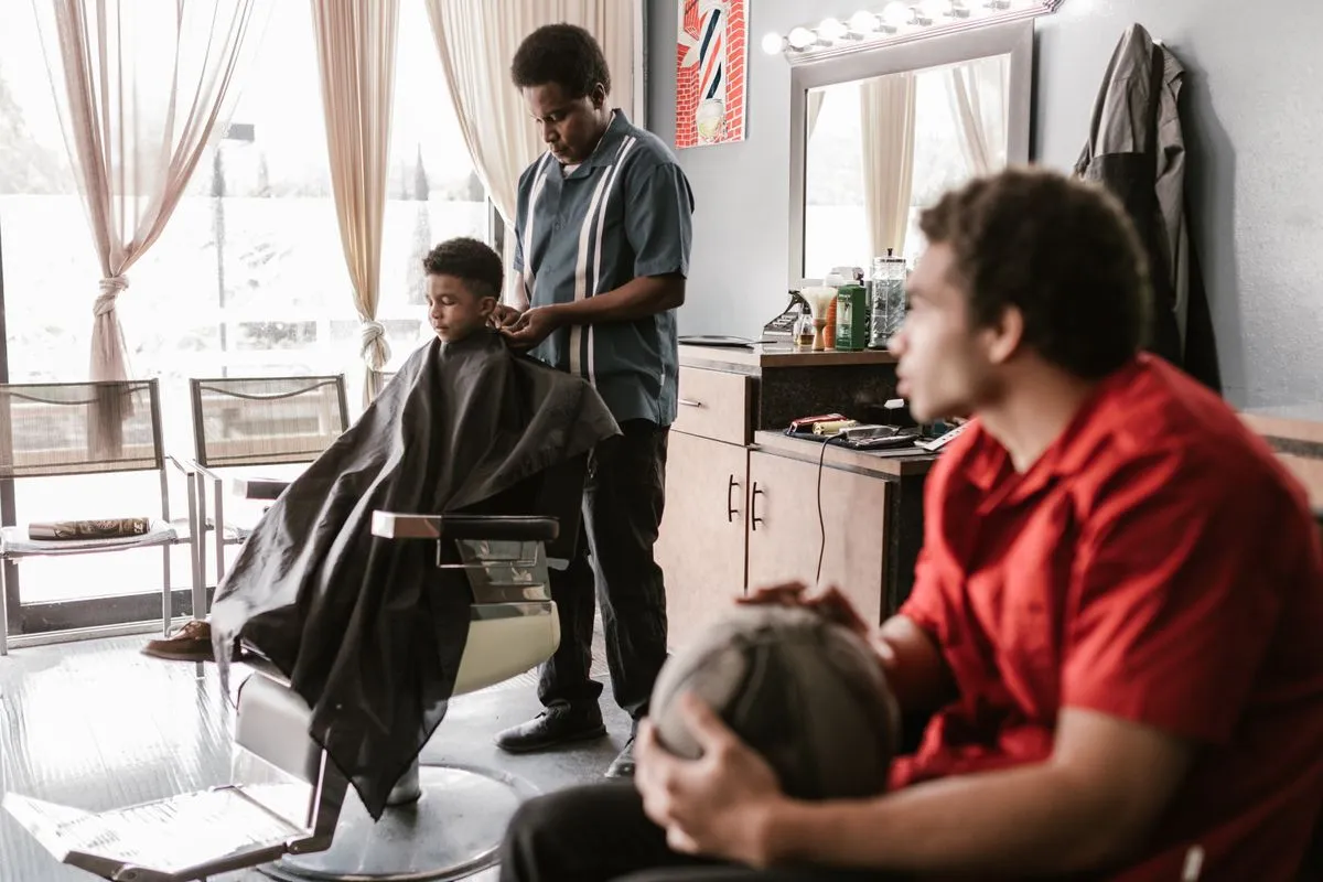 A family barbershop interior designed for parents and children