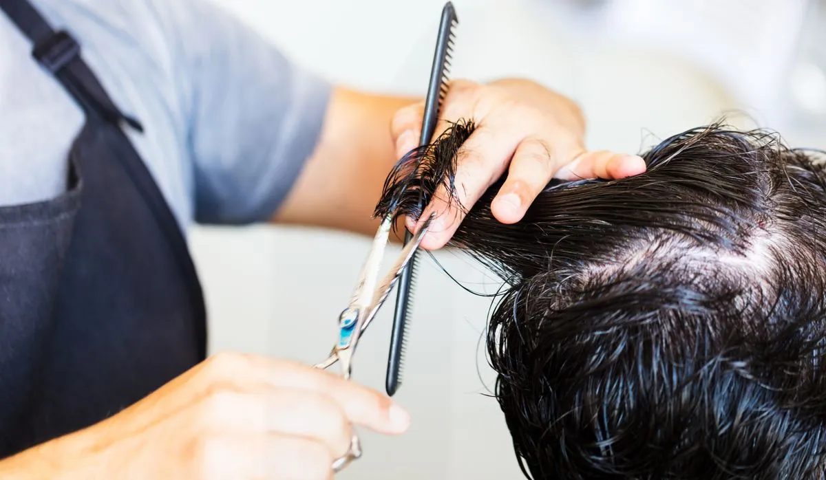 Natural grey blending for men with a clean haircut