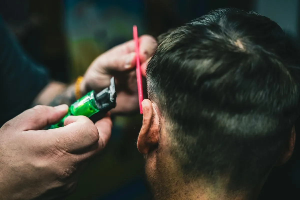 Men's hair styling result after professional color application