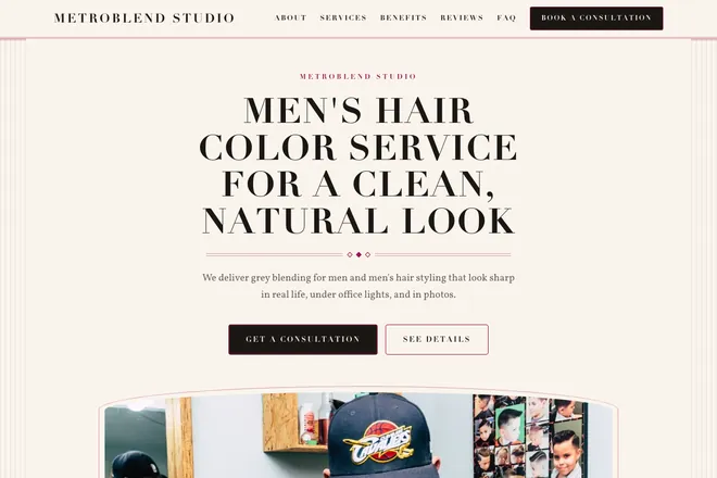 Landing page first screen, niche: Barbershop