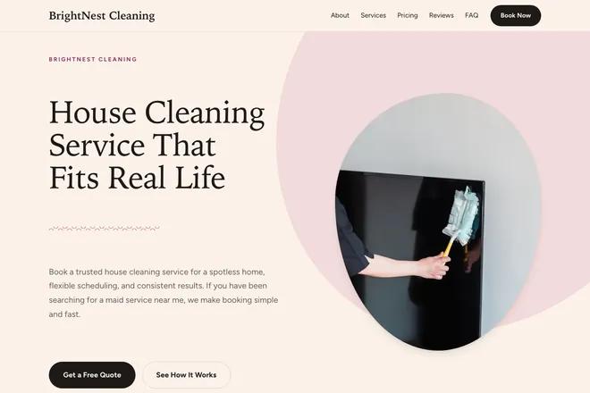 Landing page first screen, niche: Cleaning Services