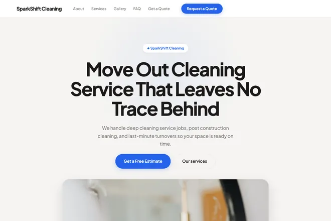 Landing page first screen, niche: Cleaning Services