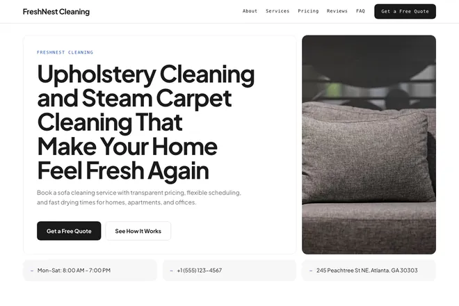 Landing page first screen, niche: Cleaning Services