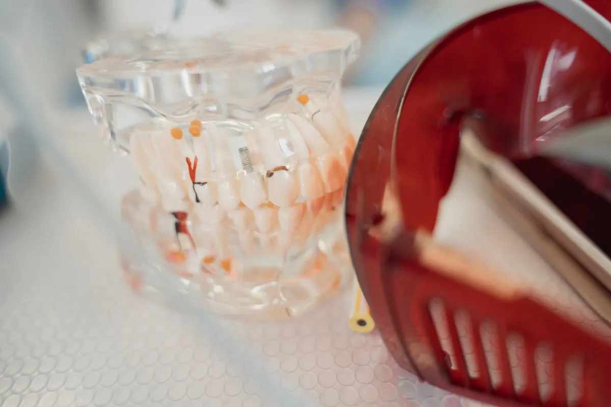 Close-up of a custom dental restoration designed for implant treatment