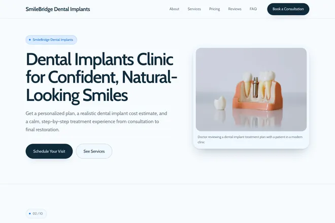 Landing page first screen, niche: Clinics & Practices