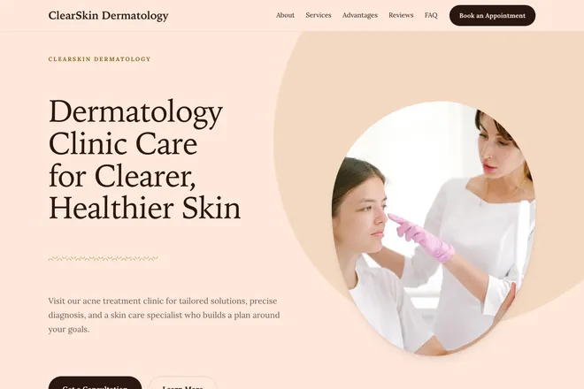 Landing page first screen, niche: Clinics & Practices