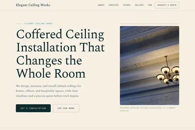Landing page first screen, niche: Drywall & Ceilings