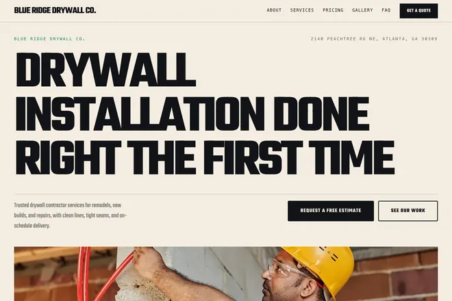 Landing page first screen, niche: Drywall & Ceilings