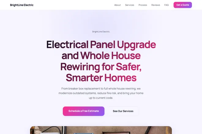Landing page first screen, niche: Electrician