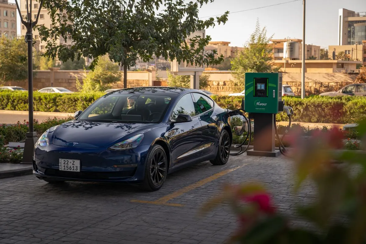 EV charger installation in a residential garage with neat conduit routing