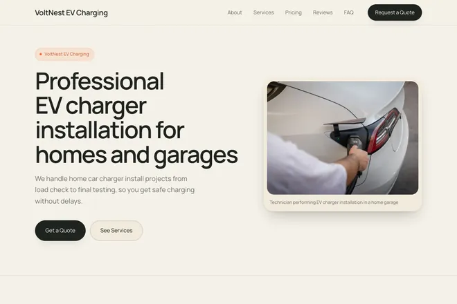 Landing page first screen, niche: Electrician