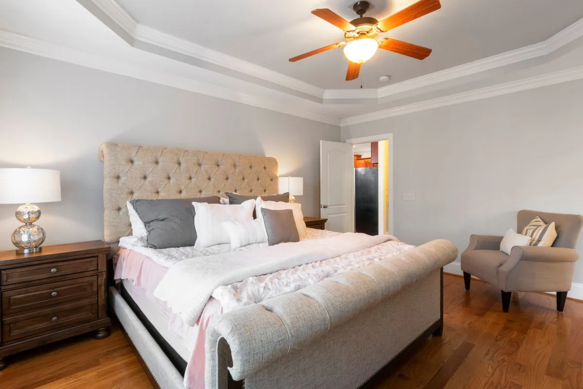Recessed lighting installation above a kitchen island