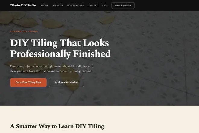 Landing page first screen, niche: Floor Tiling