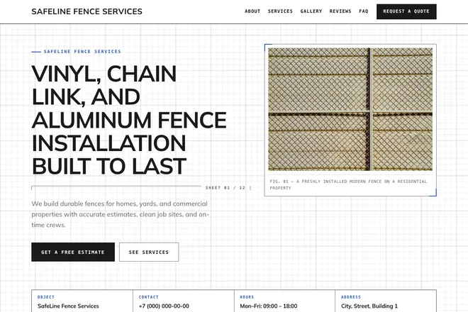 Landing page first screen, niche: Gates & Fencing
