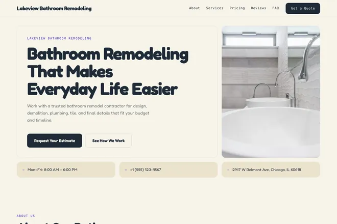 Landing page first screen, niche: Home Remodeling