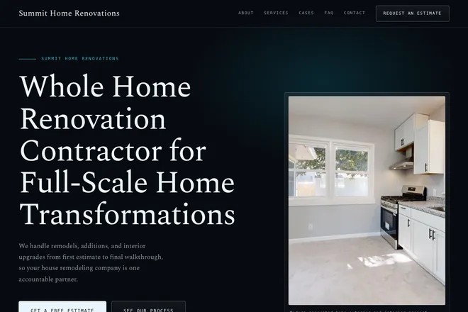 Landing page first screen, niche: Home Remodeling