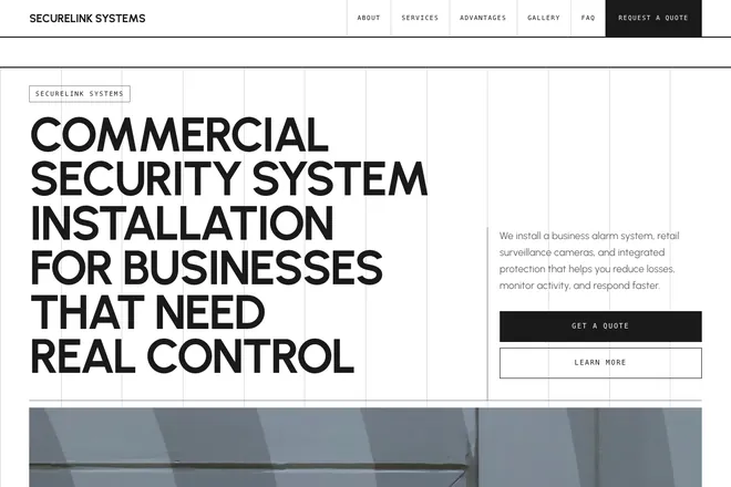 Landing page first screen, niche: Home Security