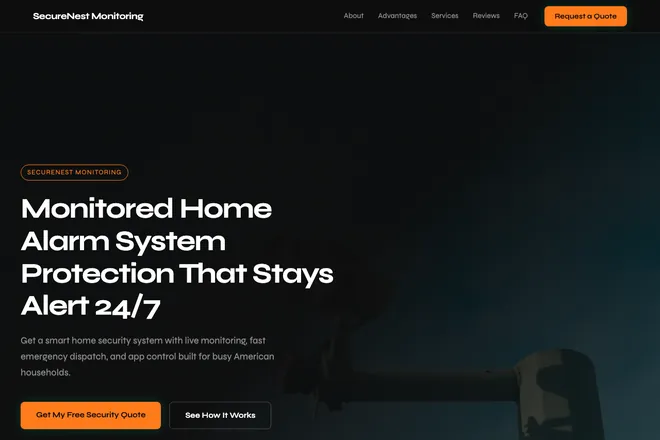 Landing page first screen, niche: Home Security