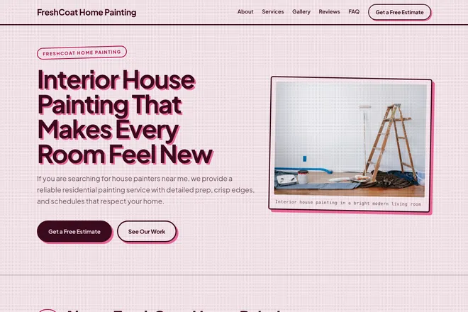 Landing page first screen, niche: House Painting