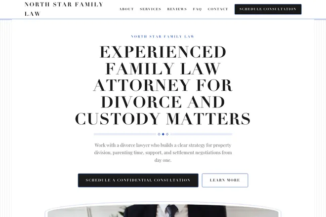 Landing page first screen, niche: Law Firm
