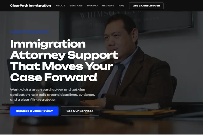 Landing page first screen, niche: Law Firm