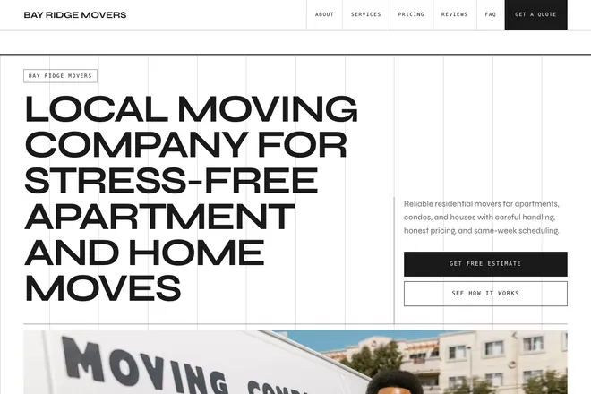 Landing page first screen, niche: Moving & Junk Removal