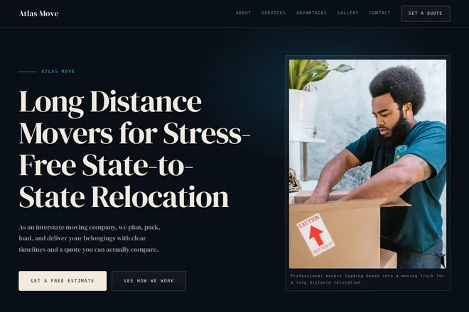 Landing page first screen, niche: Moving & Junk Removal