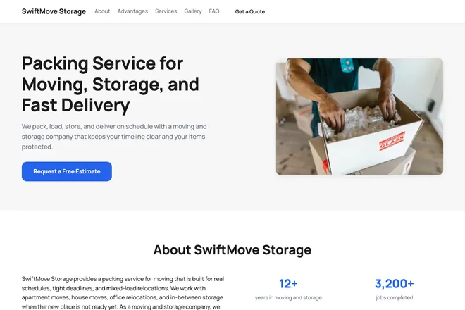 Landing page first screen, niche: Moving & Junk Removal