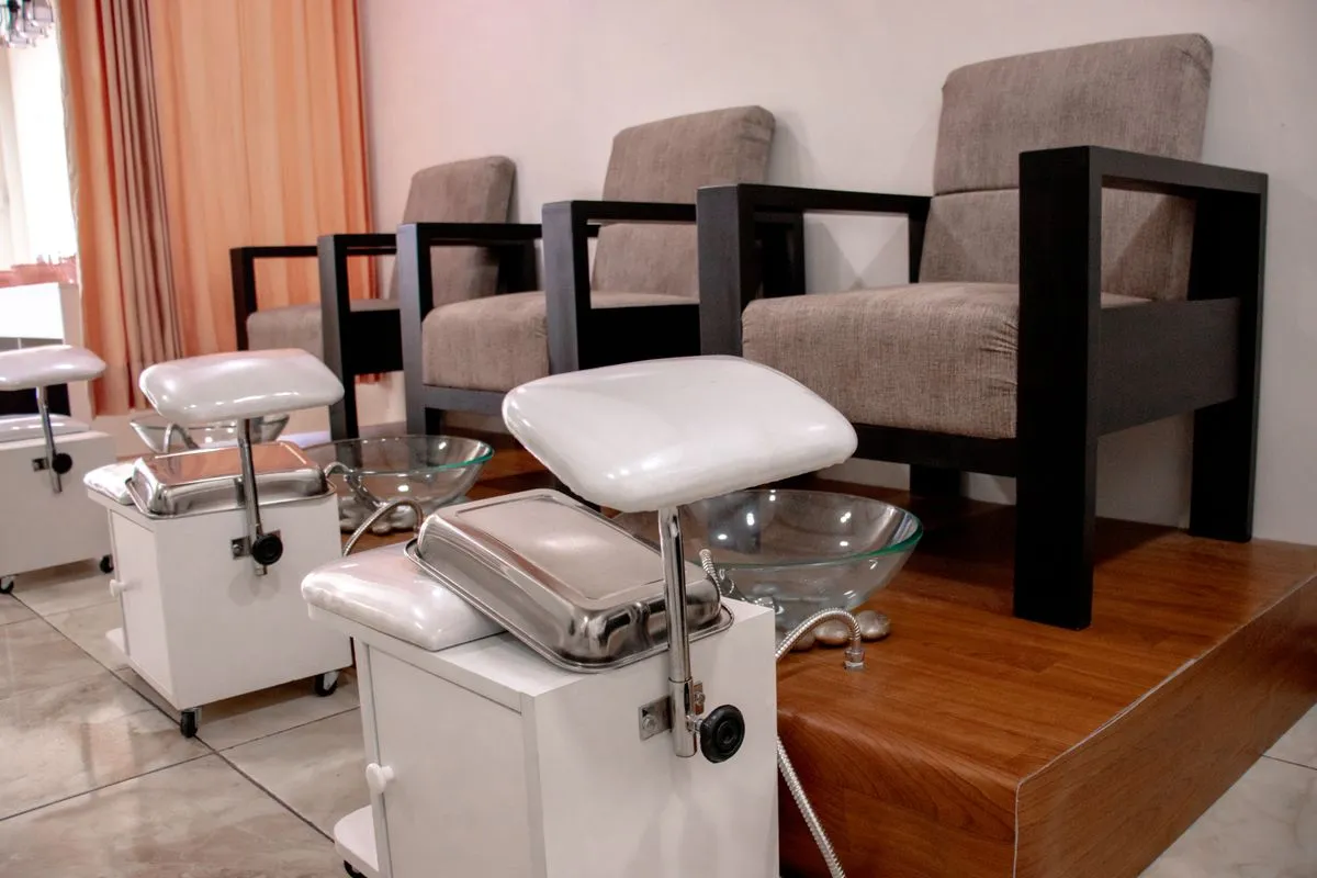 Spa pedicure setup with soft towels and moisturizing treatment