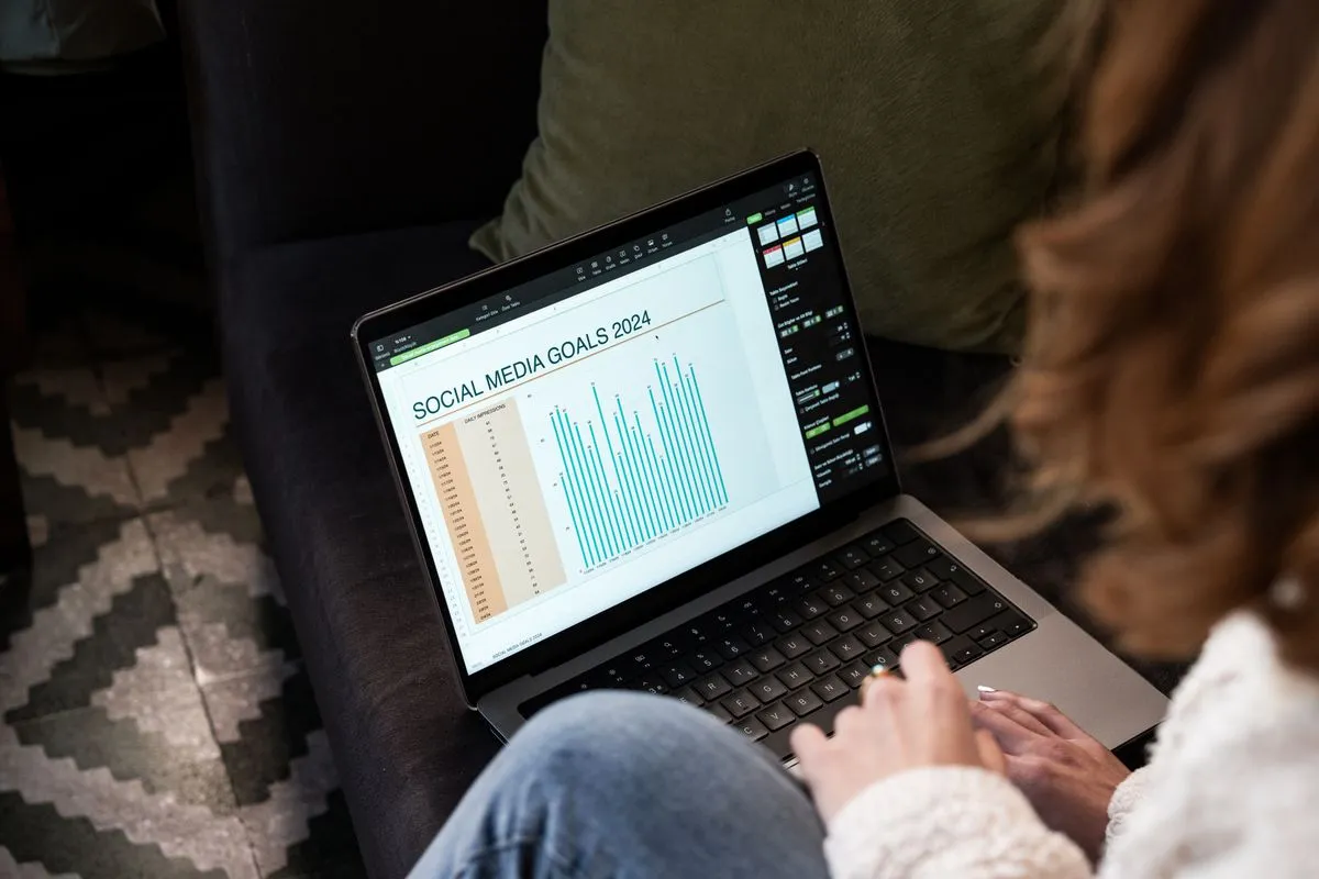 Student working through an online digital marketing course on a laptop