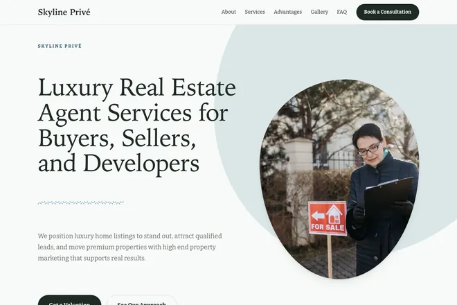 Landing page first screen, niche: Real Estate Agent