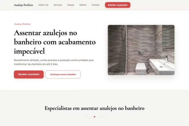 Abrir exemplo: Assentar azulejos no banheiro com acabamento impecável