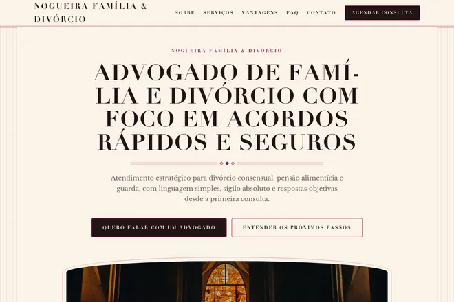 Primeira tela da landing page, nicho: Advocacia
