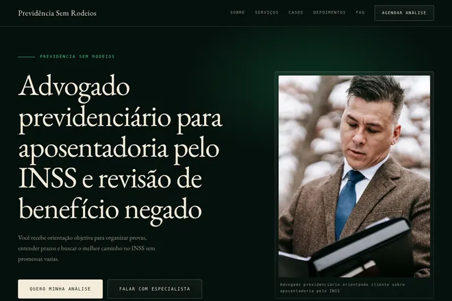 Primeira tela da landing page, nicho: Advocacia