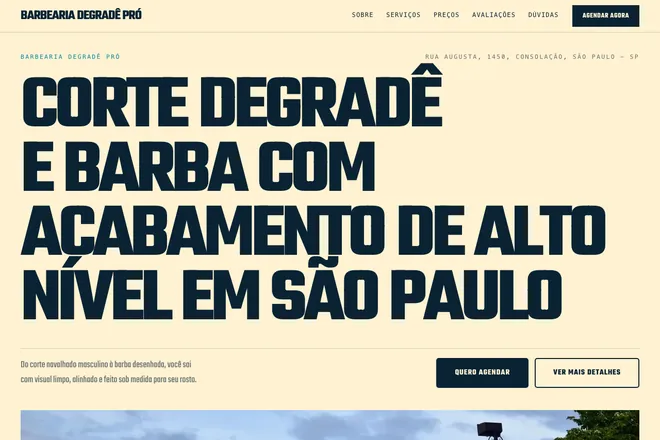 Primeira tela da landing page, nicho: Barbearia