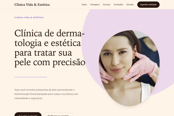 Primeira tela da landing page, nicho: Clínicas e Consultórios