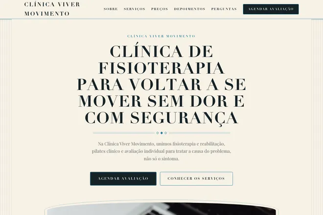 Primeira tela da landing page, nicho: Clínicas e Consultórios
