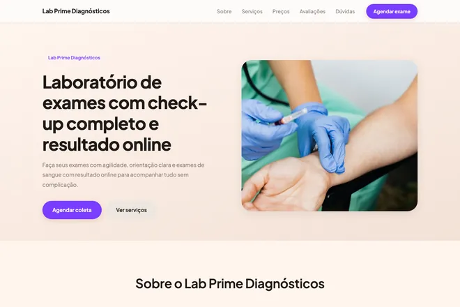 Primeira tela da landing page, nicho: Clínicas e Consultórios