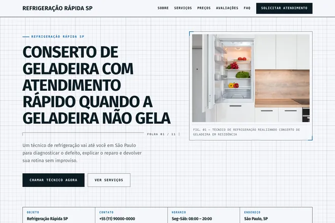 Primeira tela da landing page, nicho: Conserto de Eletrodomésticos