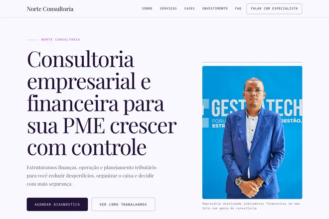 Primeira tela da landing page, nicho: Contabilidade e Consultoria