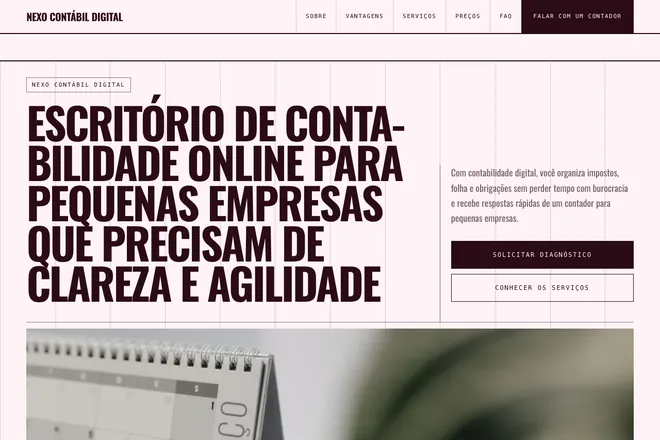 Primeira tela da landing page, nicho: Contabilidade e Consultoria