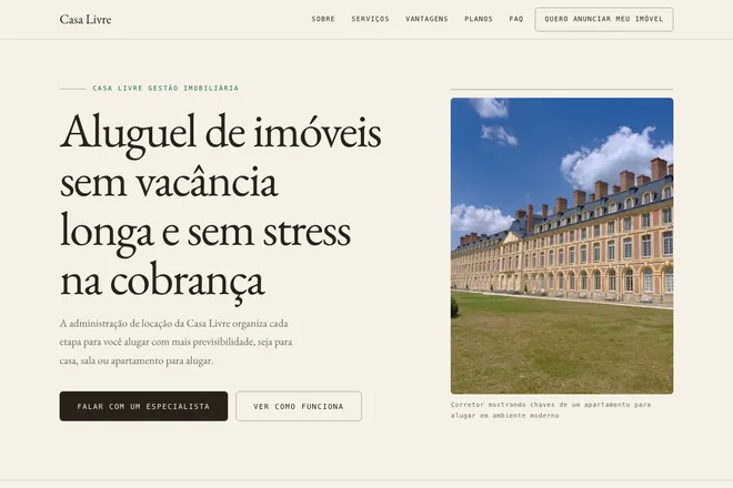 Primeira tela da landing page, nicho: Corretor de Imóveis